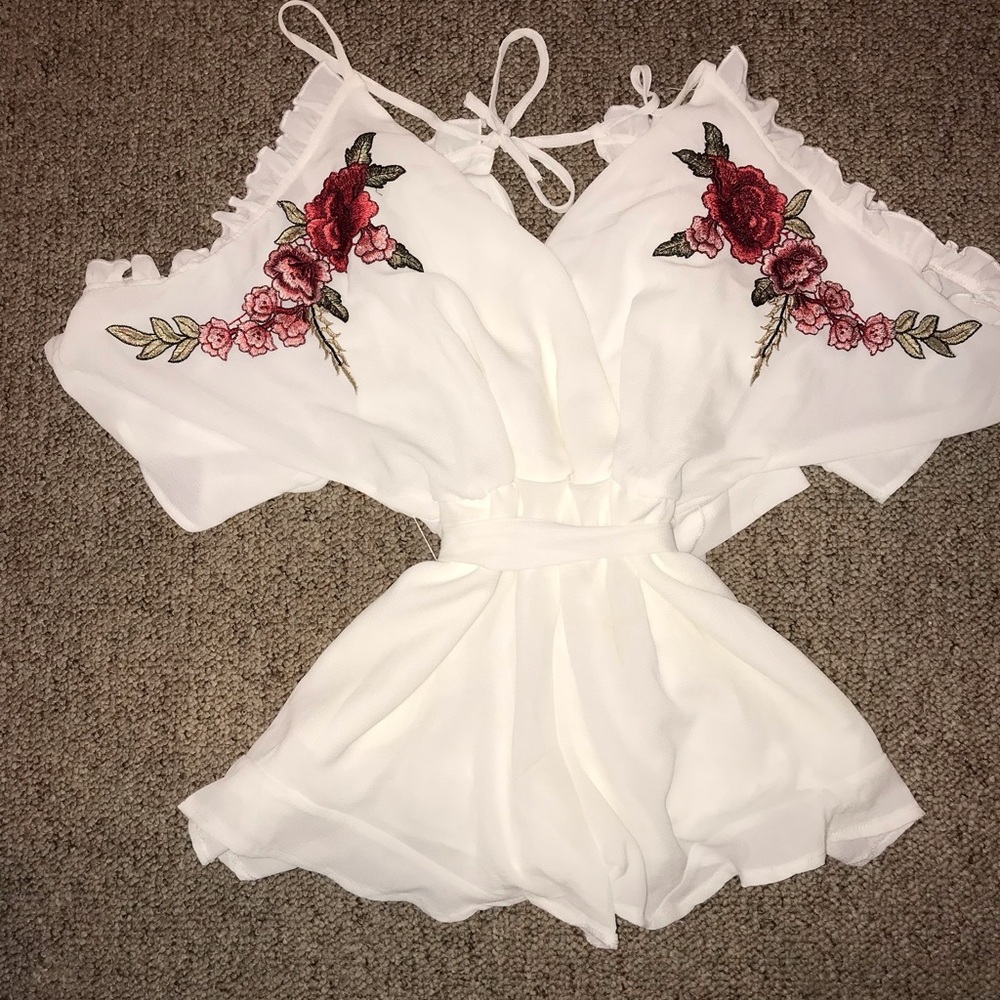 Boutique cold shoulder white romper